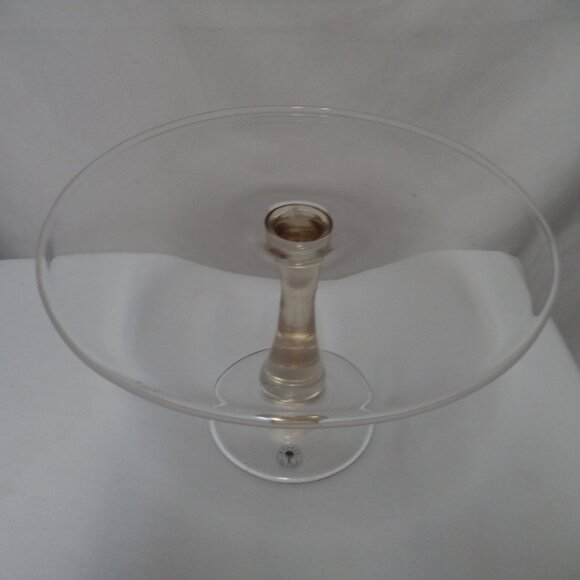 Bombay glass Cake stand pedestal display Made in Poland 7" x 11.5" Vintage NEW - Picture 1 of 11